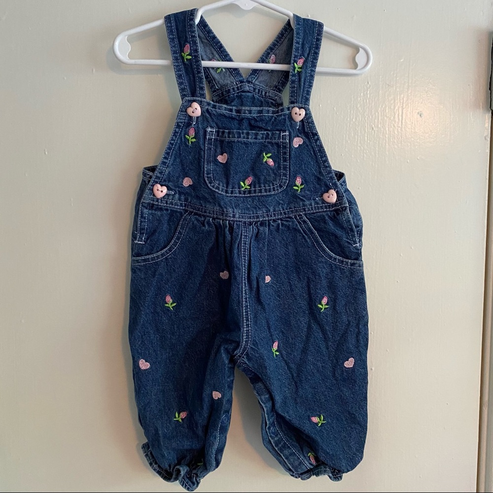 Flower Print Baby Jean Overalls